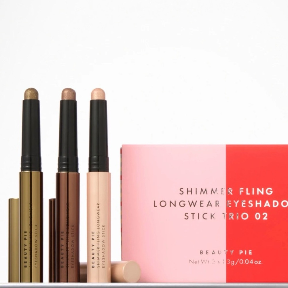 Beauty Pie ShimmerLongwear Eyeshadow Stick Trio - Gold, Brown, Cream new in box